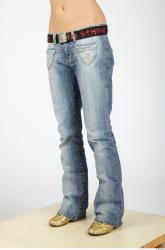 Leg Whole Body Woman Casual Jeans Slim Studio photo references